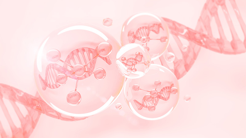 molecule inside liquid bubble skin care cosmetics 3d illustration