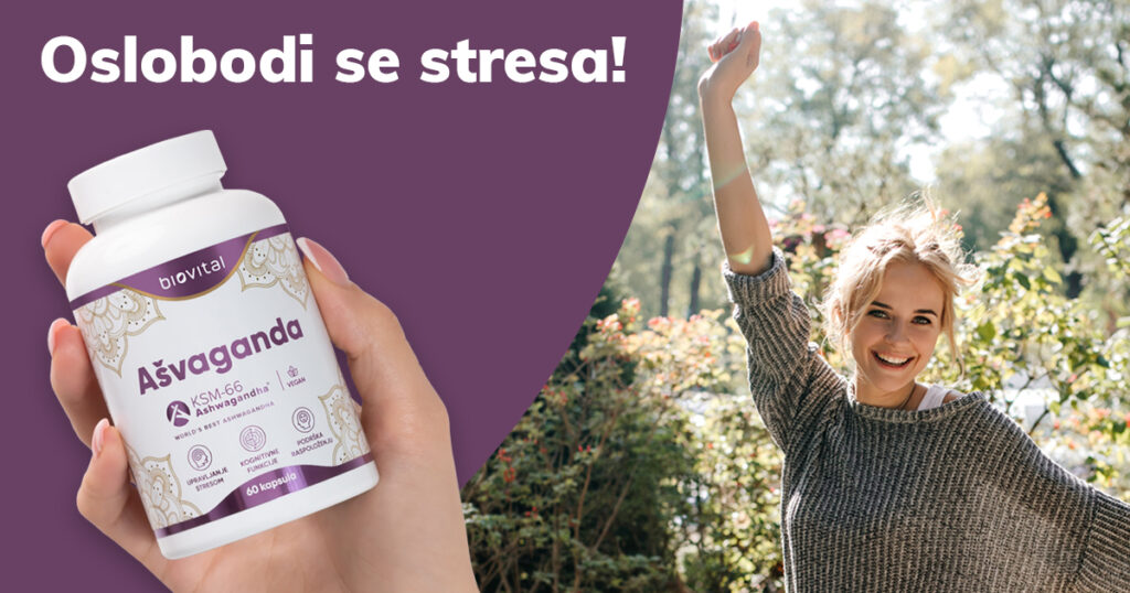 Biovital Ašvaganda KSM-66 proizvod za oslobađanje od stresa, podršku opuštanju, boljoj koncentraciji i svakodnevnoj ravnoteži organizma.